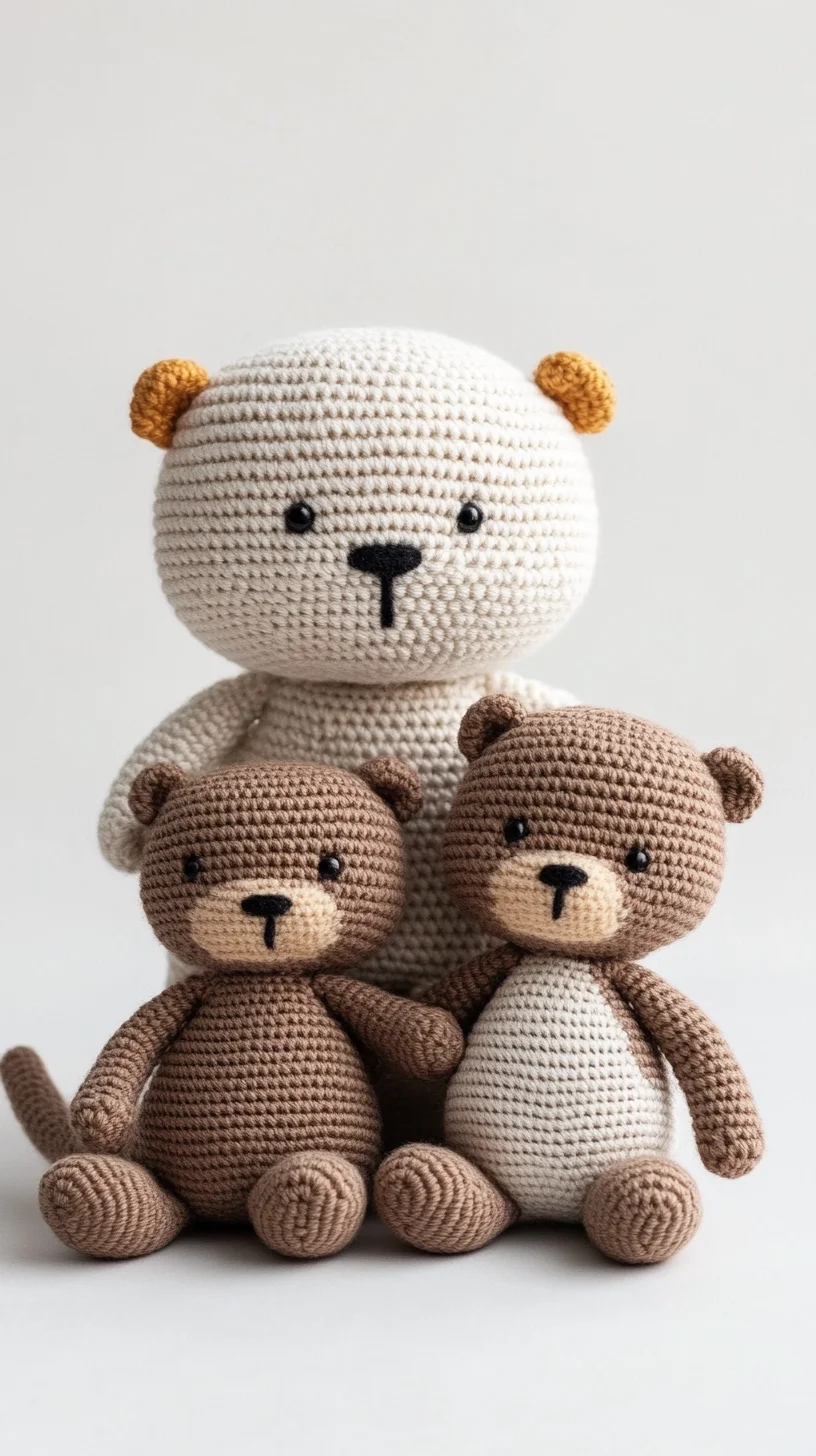 Cute handmade amigurumi crochet bears in soft brown and cream yarn, perfect for kawaii crochet animal patterns