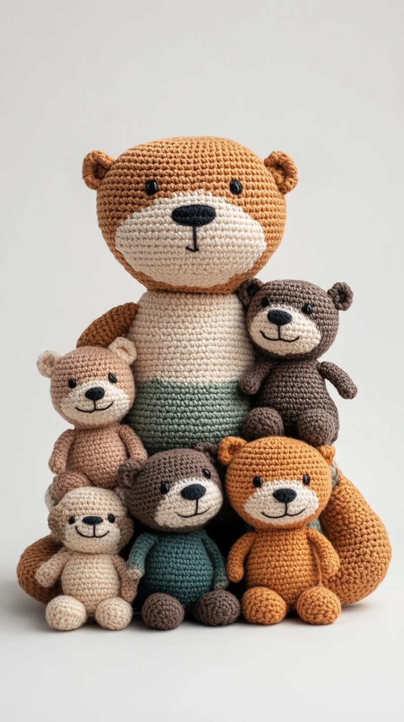 Handmade crochet amigurumi bears cuddling together, showcasing cute kawaii amigurumi design and pattern ideas