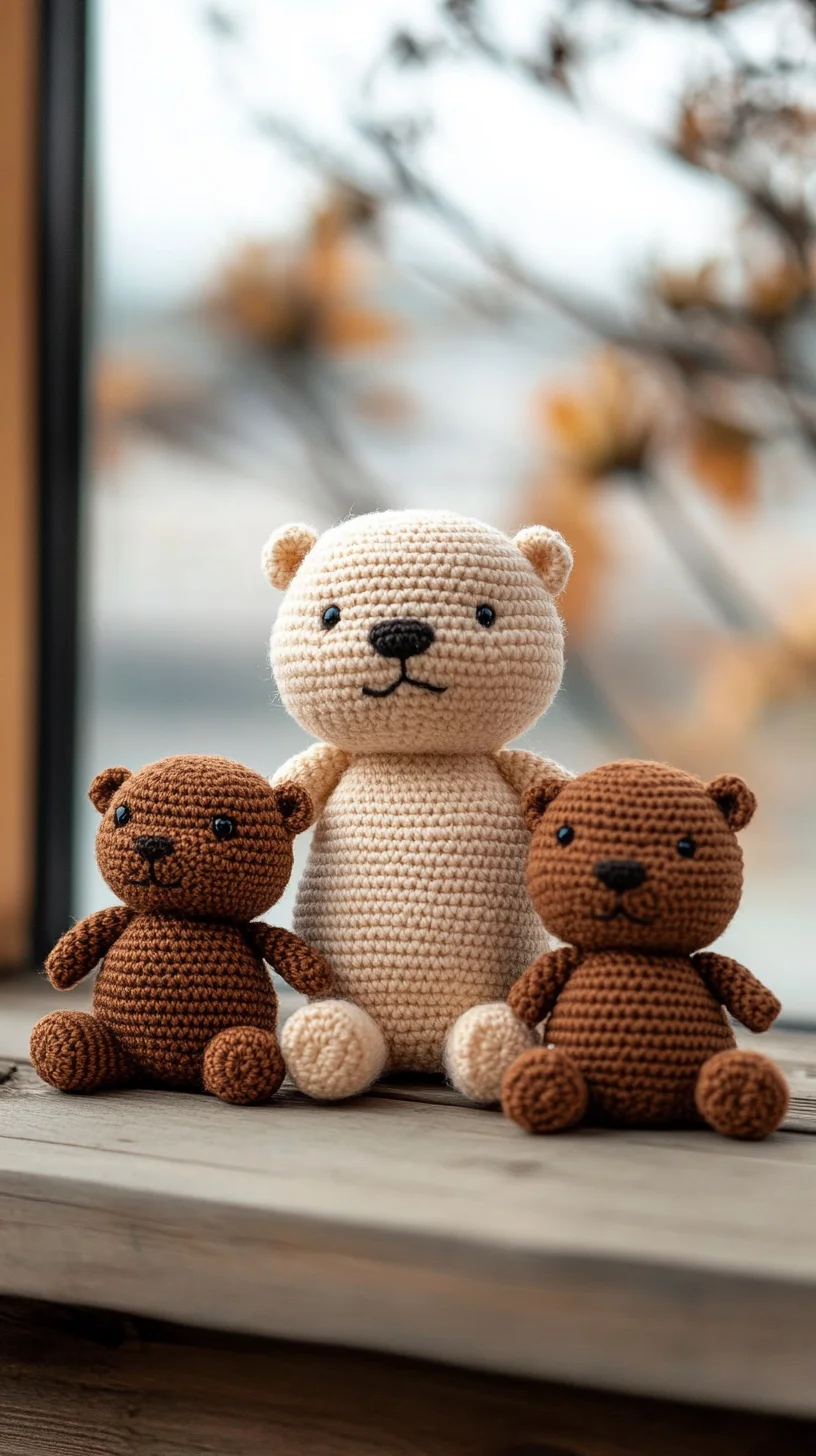 Handmade amigurumi crochet bears in pastel colors, cute kawaii animals perfect for crochet pattern inspiration