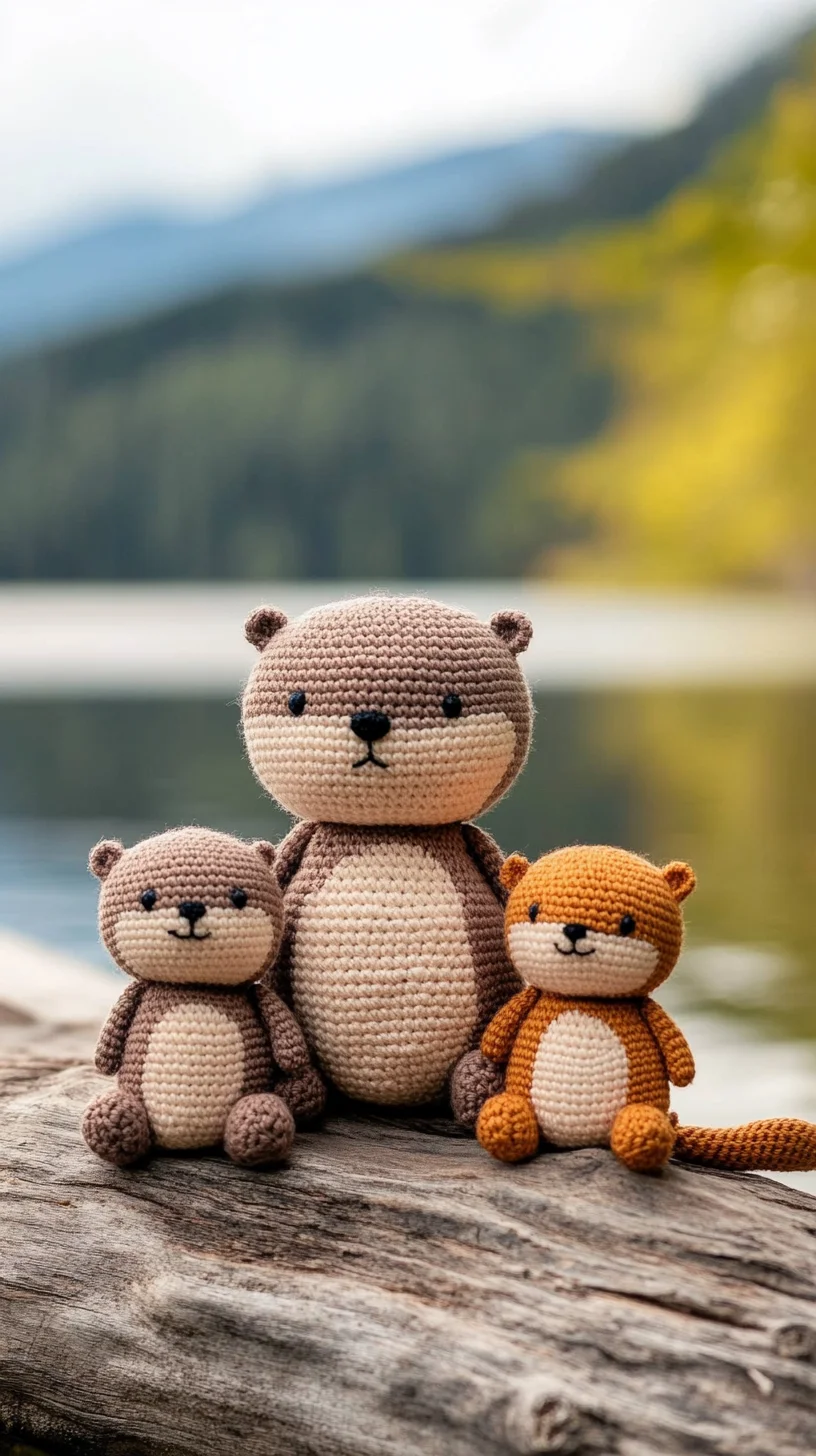 Cute amigurumi otter and bear families in handmade crochet, perfect for kawaii animal lovers and pattern ideas
