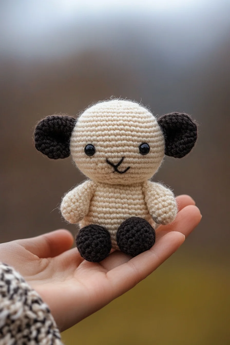 Cute handmade crochet amigurumi bear plush toy in brown yarn with embroidered face, perfect for amigurumi pattern ideas