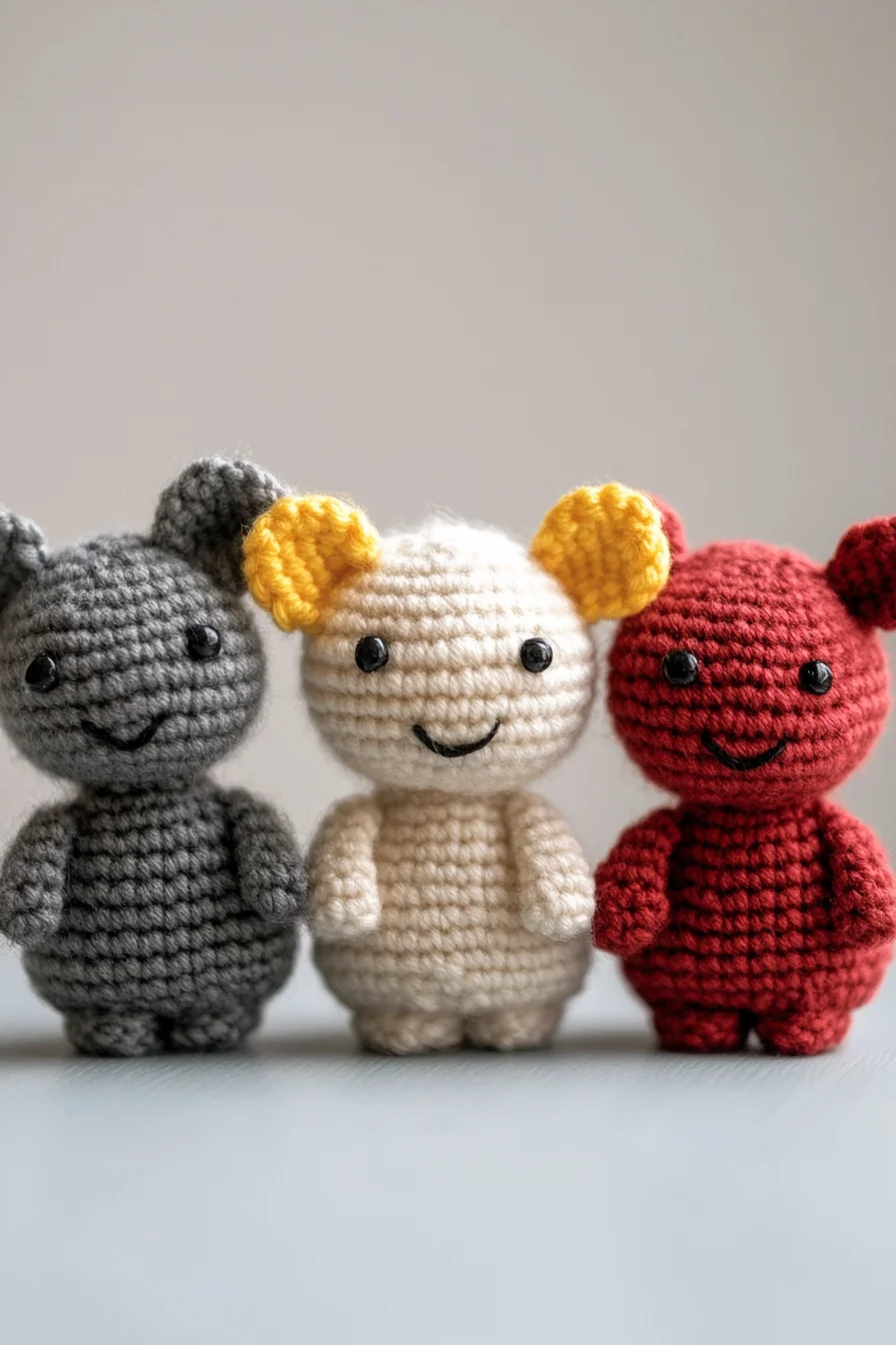 Collection of cute crochet amigurumi animals in bright colors, perfect handmade toy ideas for amigurumi pattern inspiration