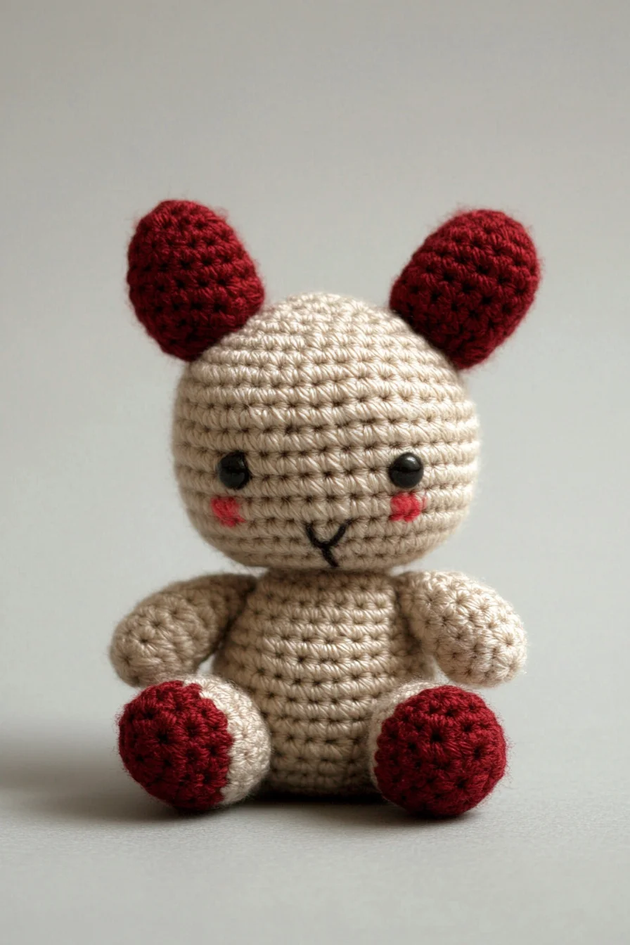 Cute handmade crochet amigurumi bunny with long ears and pink cheeks, perfect beginner pattern for kawaii toy lovers