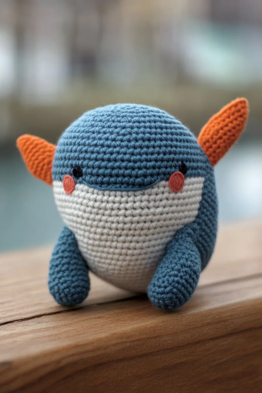 Cute crochet amigurumi shark plushie in soft blue yarn, handmade toy for amigurumi pattern inspiration