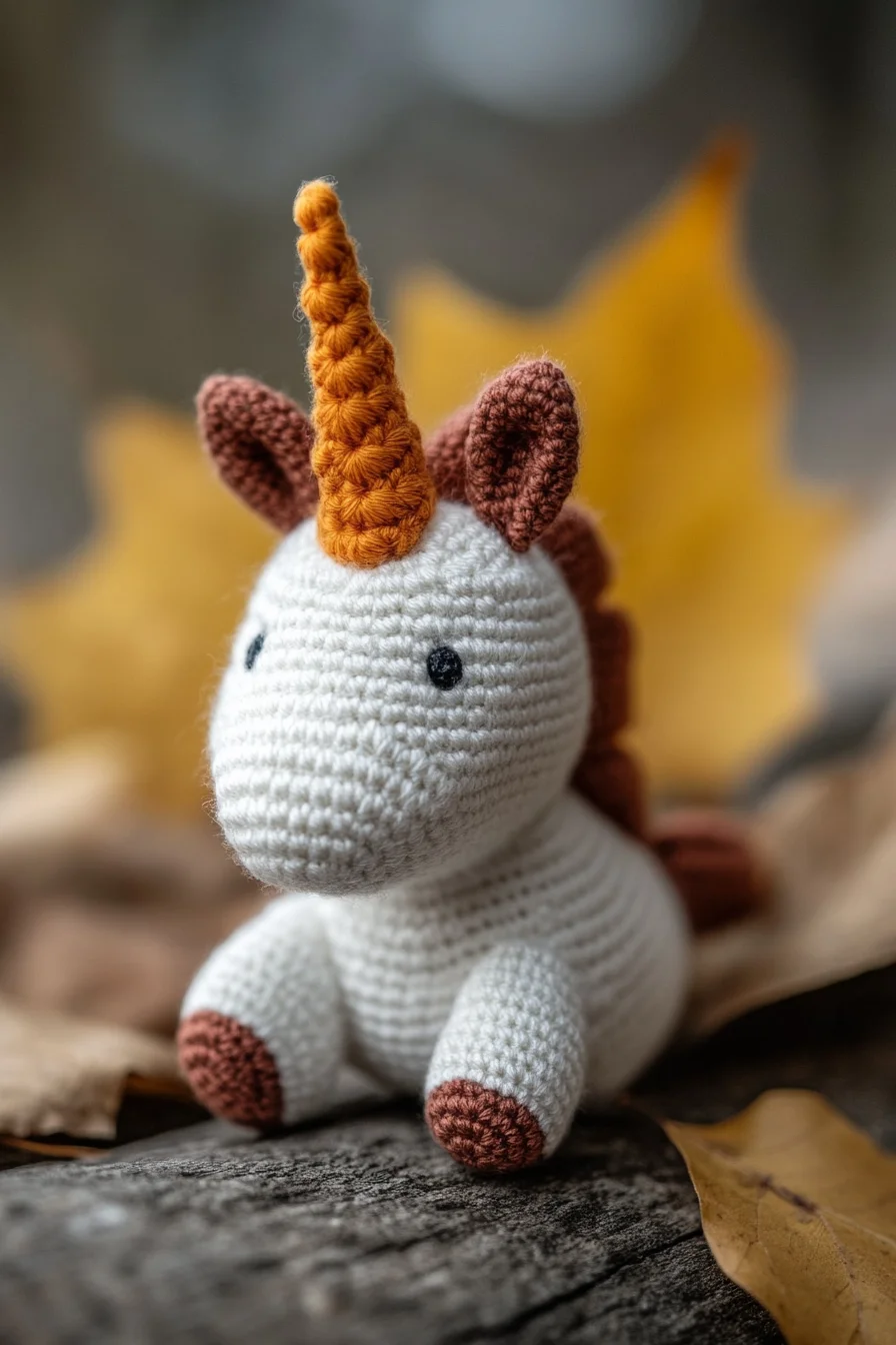 Cute handmade crochet unicorn amigurumi with pastel rainbow mane, perfect DIY gift or kawaii crochet pattern idea