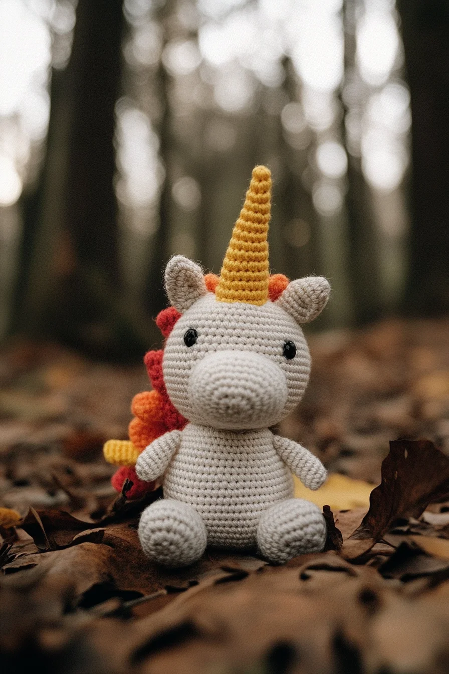 Cute handmade crochet unicorn amigurumi with pastel rainbow mane, perfect for kawaii amigurumi pattern inspiration