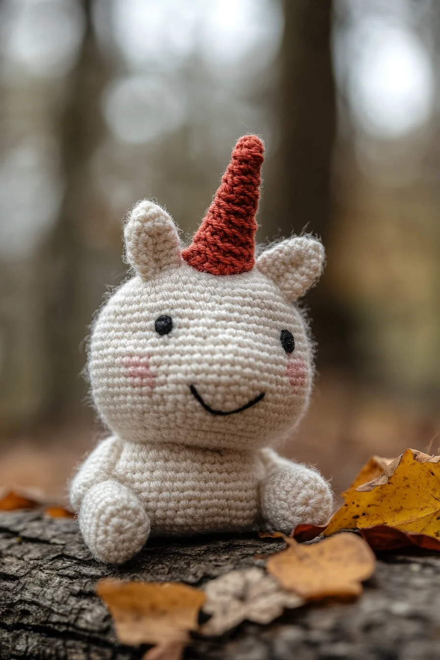 Adorable crochet unicorn amigurumi with pastel rainbow mane and golden horn, perfect handmade toy pattern