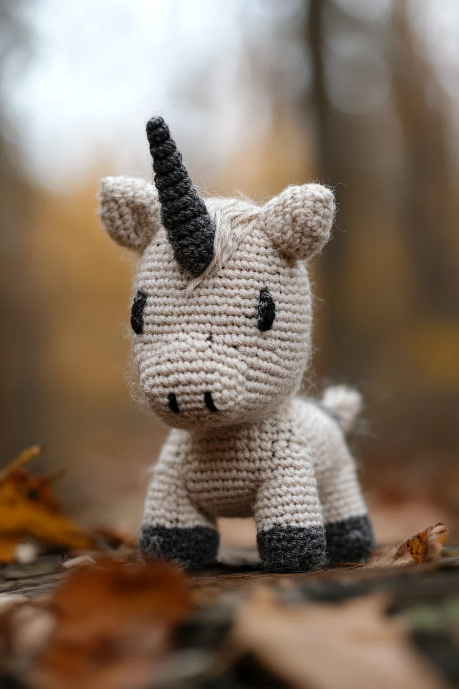 Handmade crochet unicorn amigurumi with pastel rainbow mane and golden horn, cute kawaii toy idea
