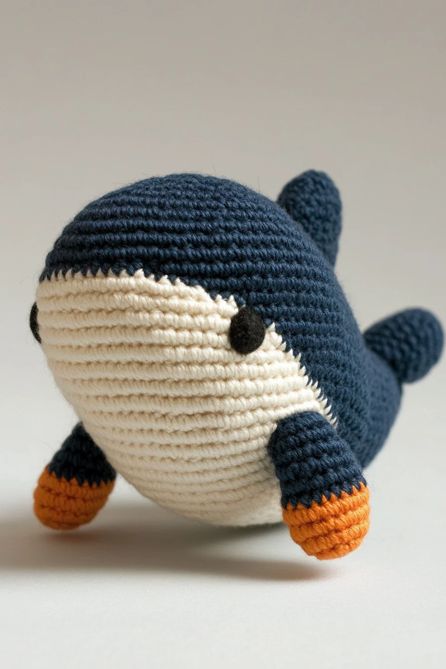Cute handmade crochet whale amigurumi in pastel blue and white, perfect for amigurumi pattern inspiration