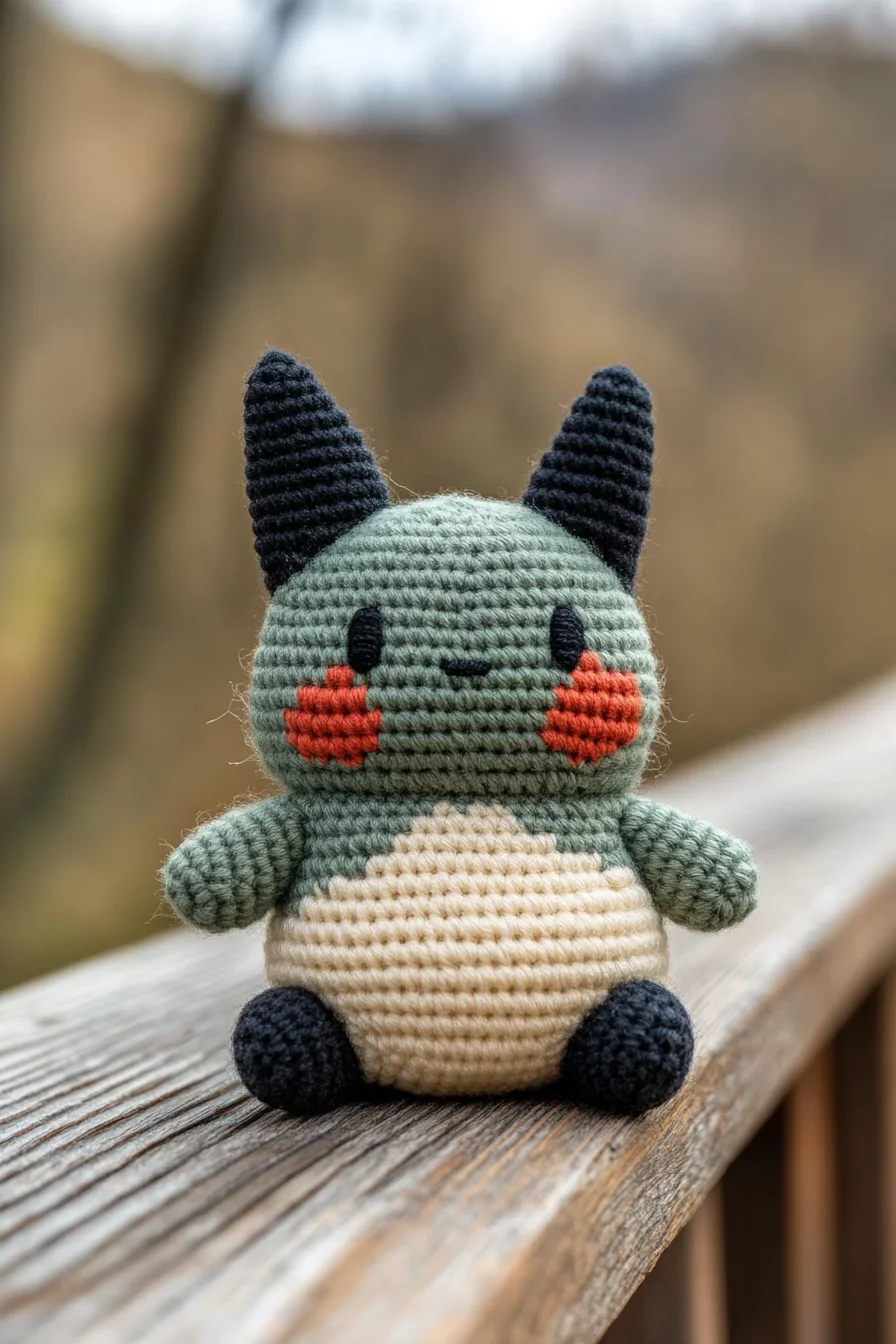 Cute Pikachu-inspired amigurumi plushie in yellow yarn, handmade crochet toy, kawaii amigurumi pattern idea