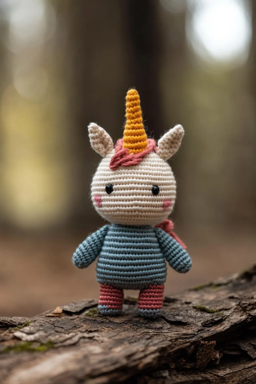 Whimsical crochet unicorn amigurumi plushie in pastel colors, handmade toy, cute amigurumi pattern inspiration