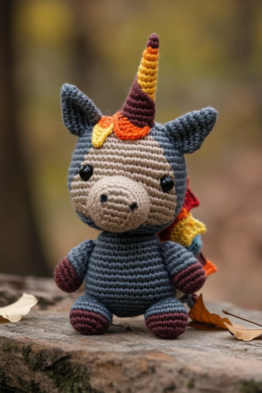 Whimsical crochet unicorn amigurumi with pastel rainbow mane, handmade toy, cute amigurumi pattern idea