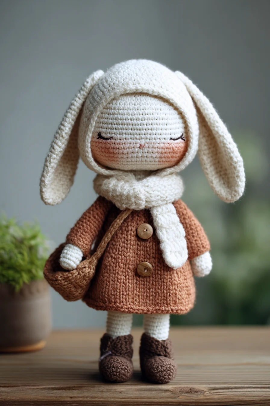 Amigurumi Bunny Doll Crochet Pattern – Cozy Winter Coat and Scarf