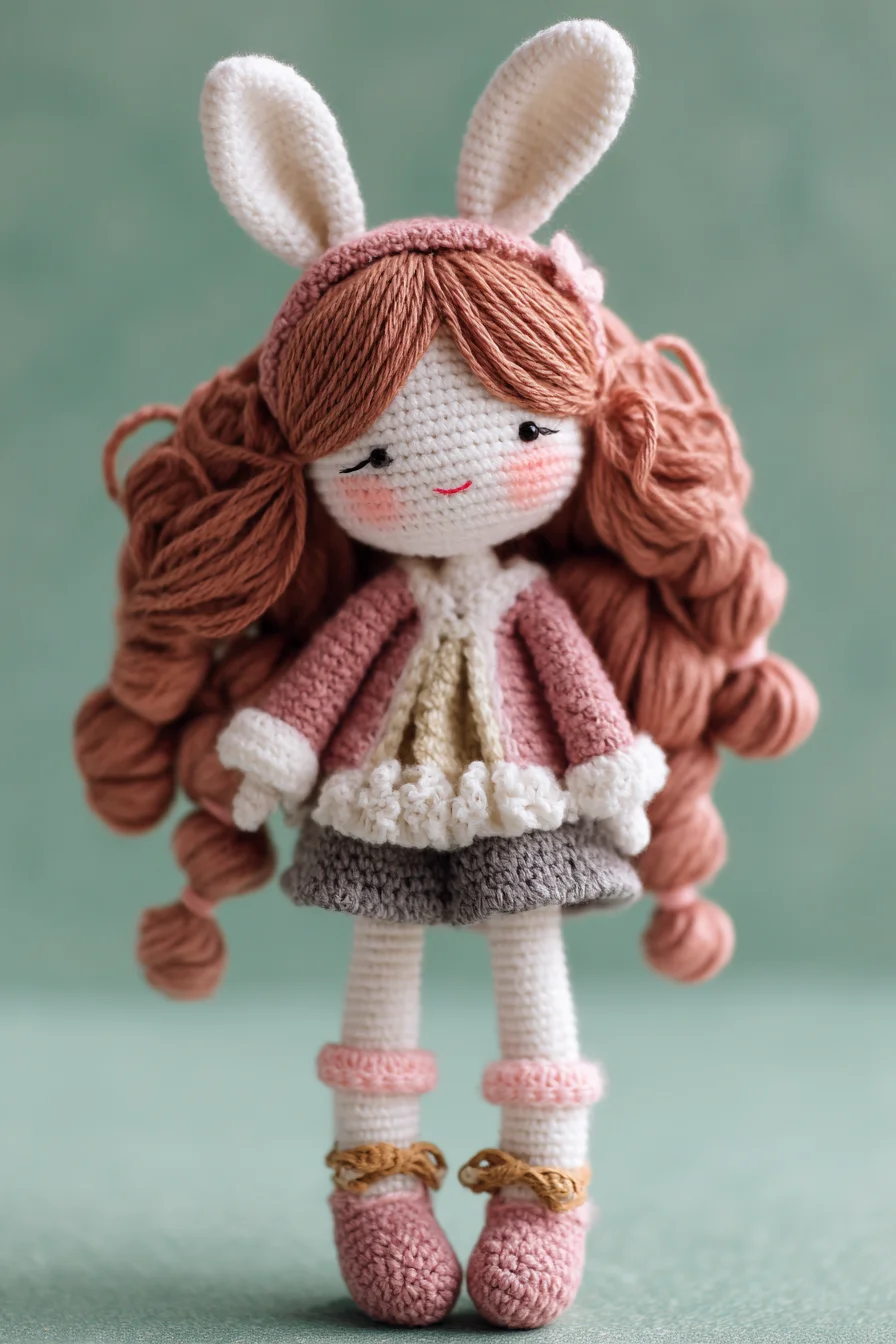 Amigurumi Bunny Doll Crochet Pattern — Cute Doll with Curly Hair