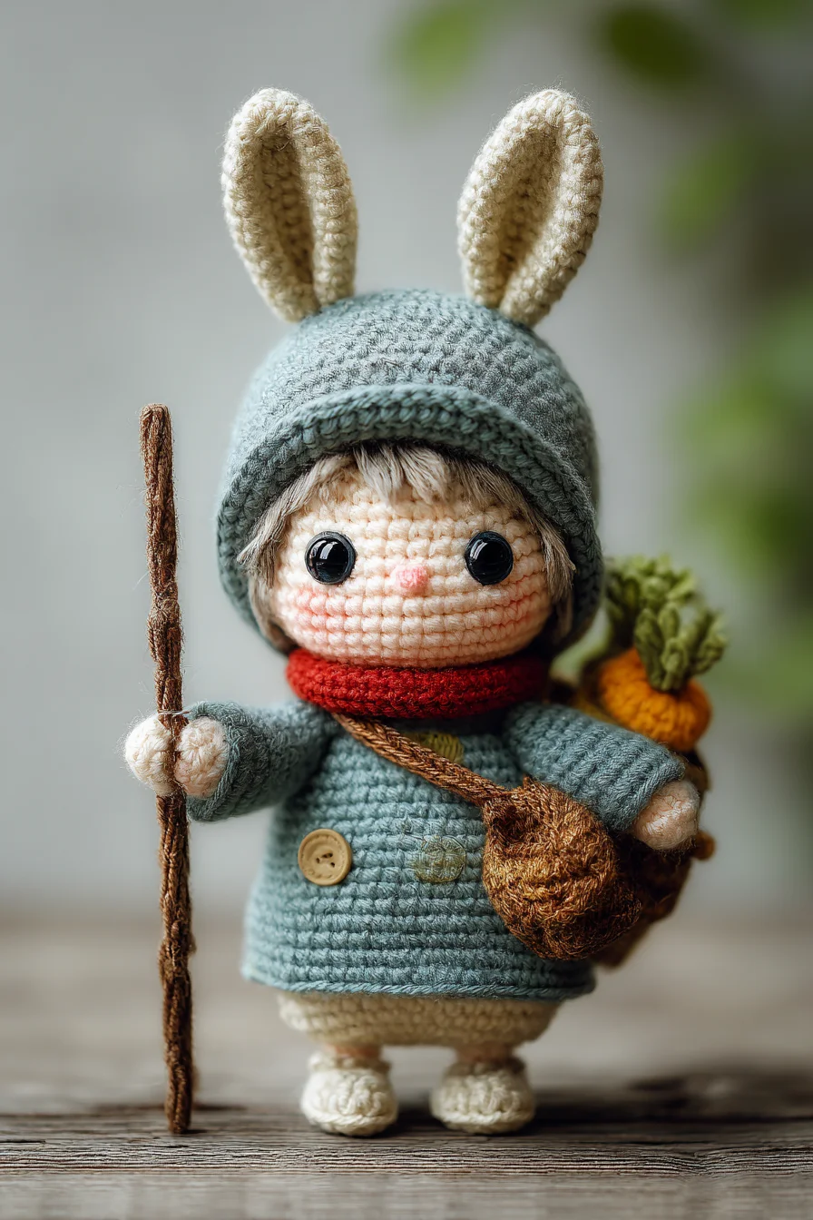 Amigurumi Bunny-Hood Doll Crochet Pattern — Cute Small Toy with Coat & Accessories