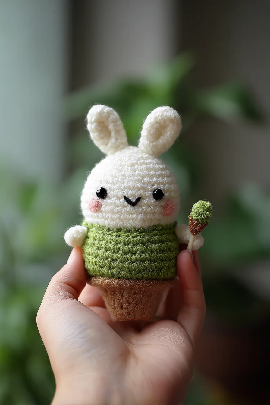 Amigurumi Bunny in Planter — Crochet Pattern for Small Plush