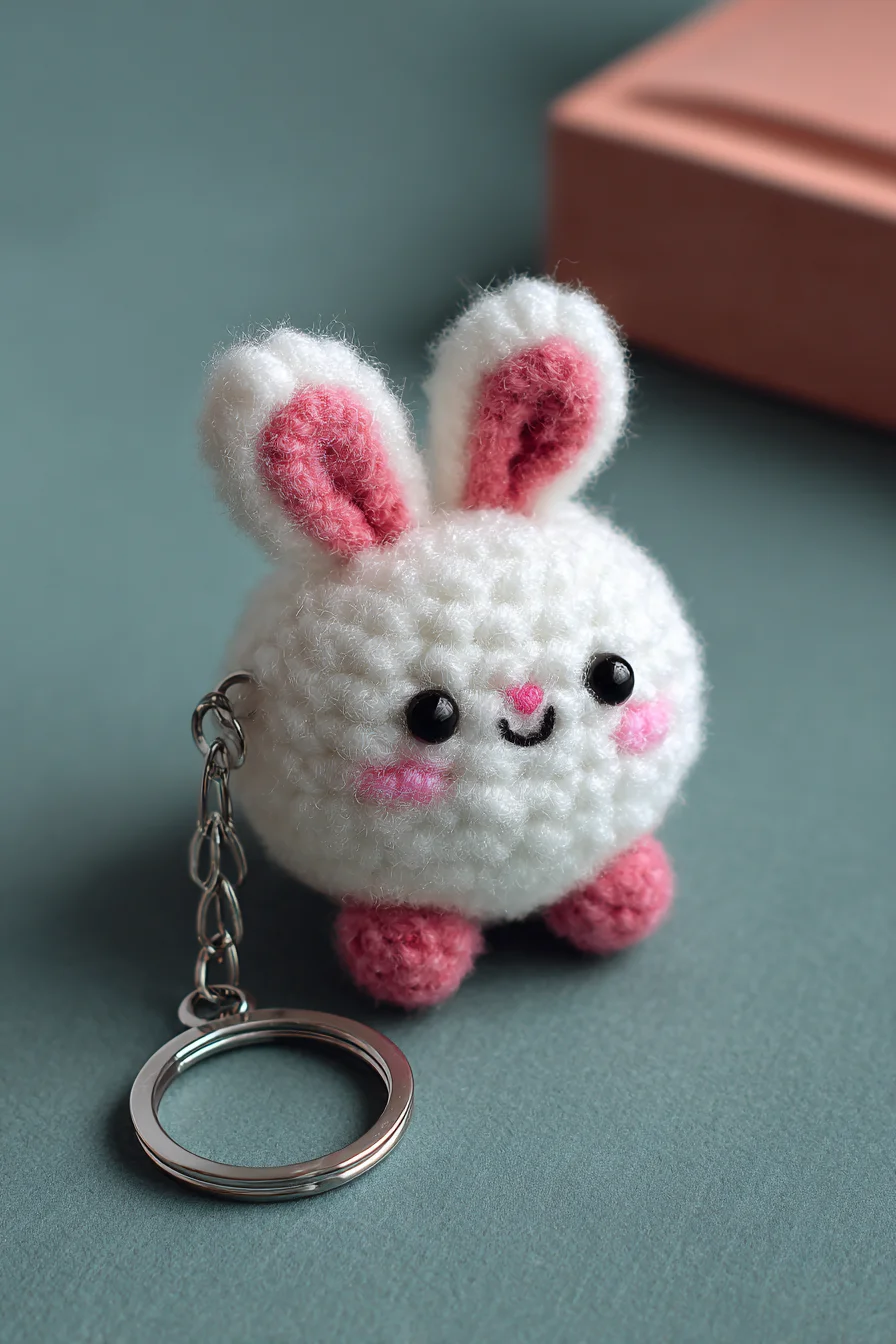 Amigurumi Bunny Keychain Crochet Pattern — Cute Round Bunny
