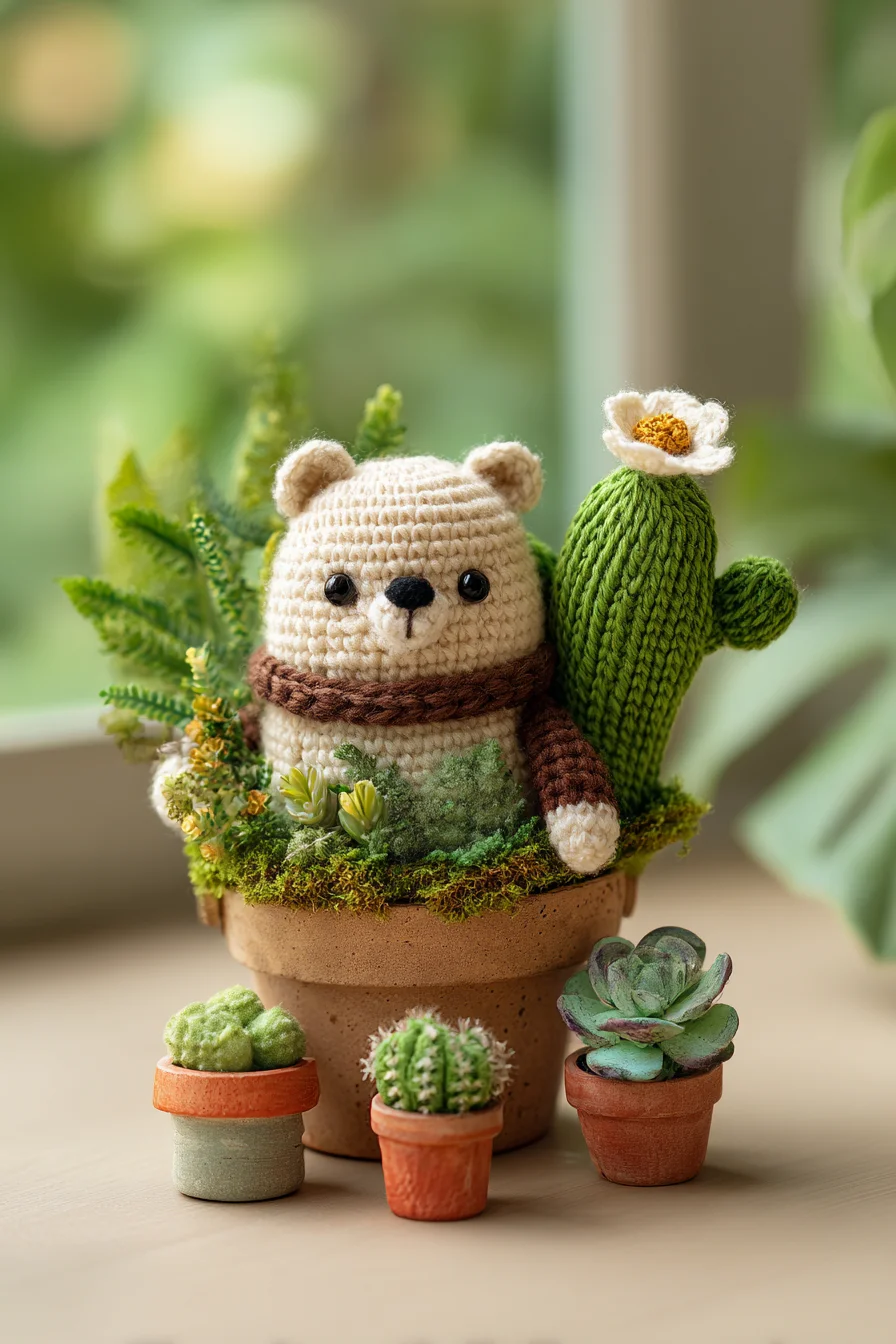 Amigurumi Cactus Bear in a Pot — Crochet Pattern for Cute Succulent Plush