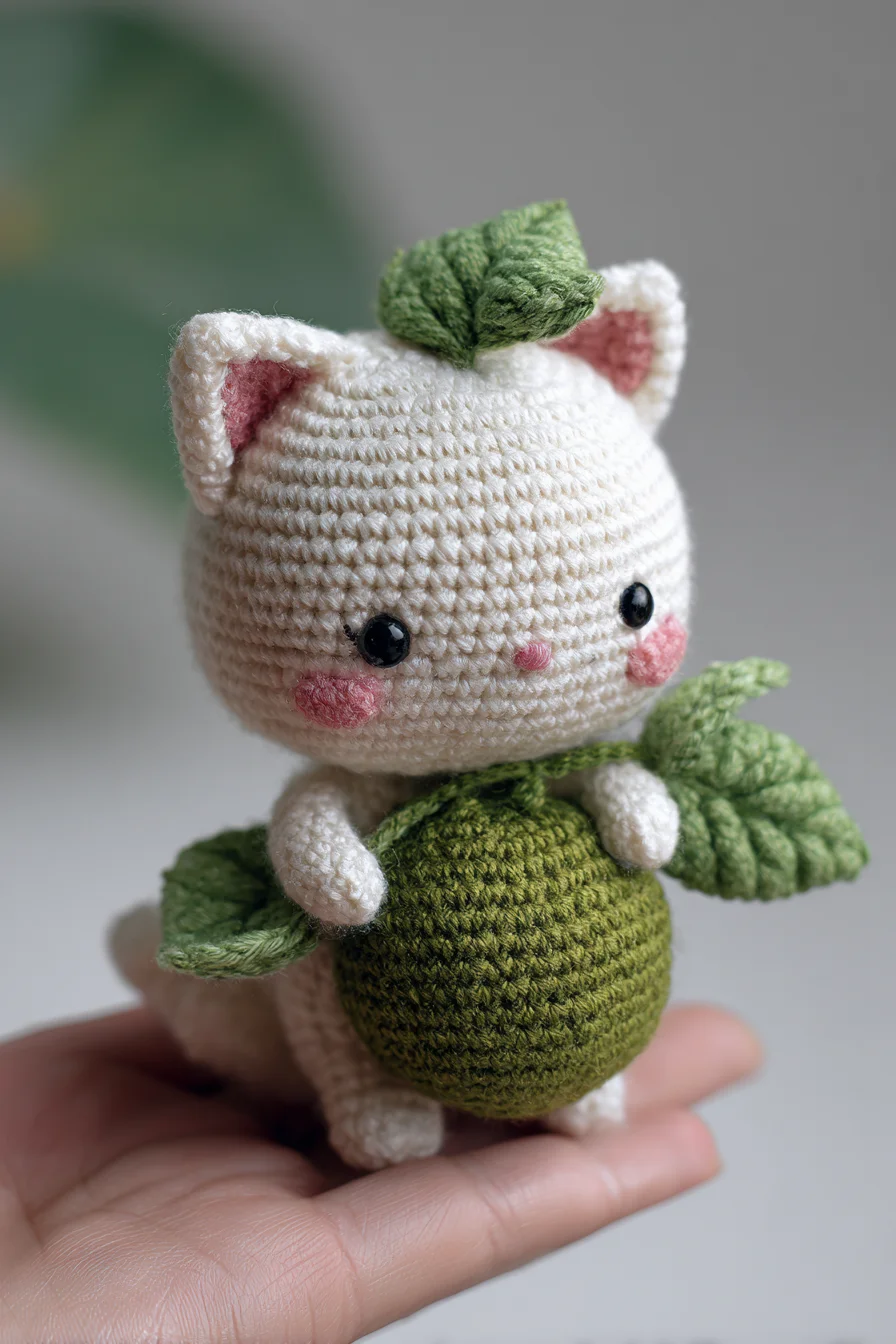 Amigurumi Cat with Apple — Crochet Pattern for Cute Plush Toy
