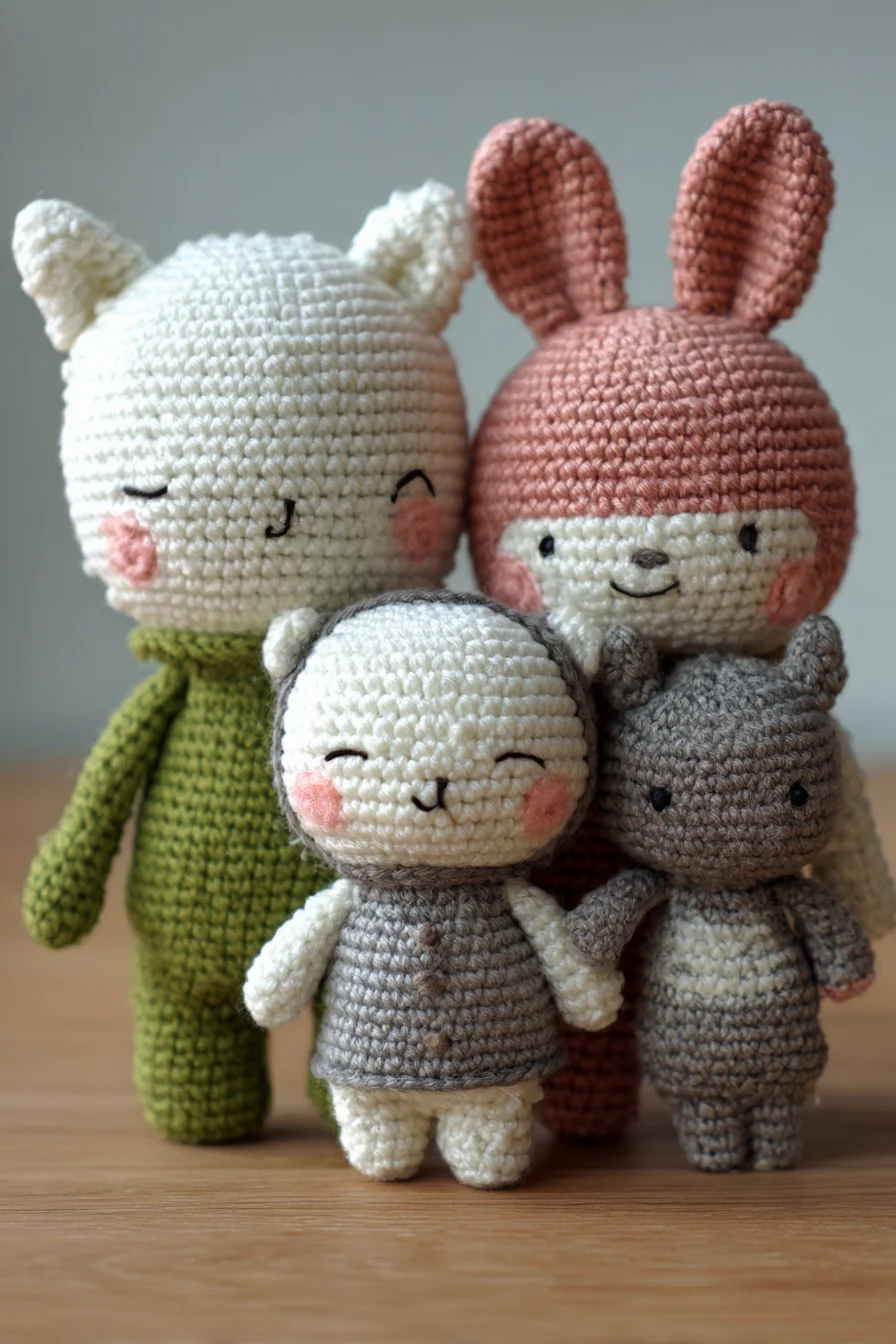 Amigurumi Crochet Animal Family Pattern — Cute Plush Dolls (DK/Worsted)