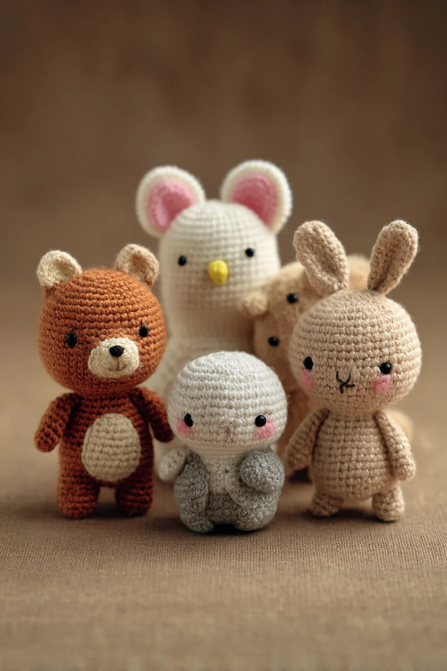 Amigurumi Crochet Animal Set — Bear, Bunny & Tiny Friends