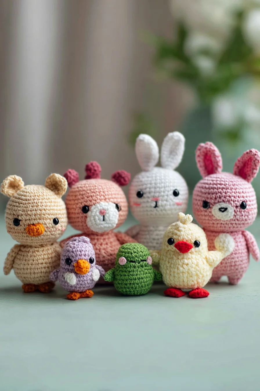 Amigurumi Crochet Animal Set — Bunny, Chick, Bear & Tiny Friends