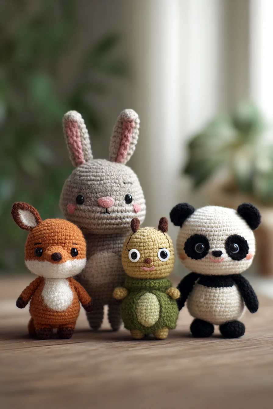 Amigurumi Crochet Animal Set: Bunny, Fox, Panda & Bug Pattern