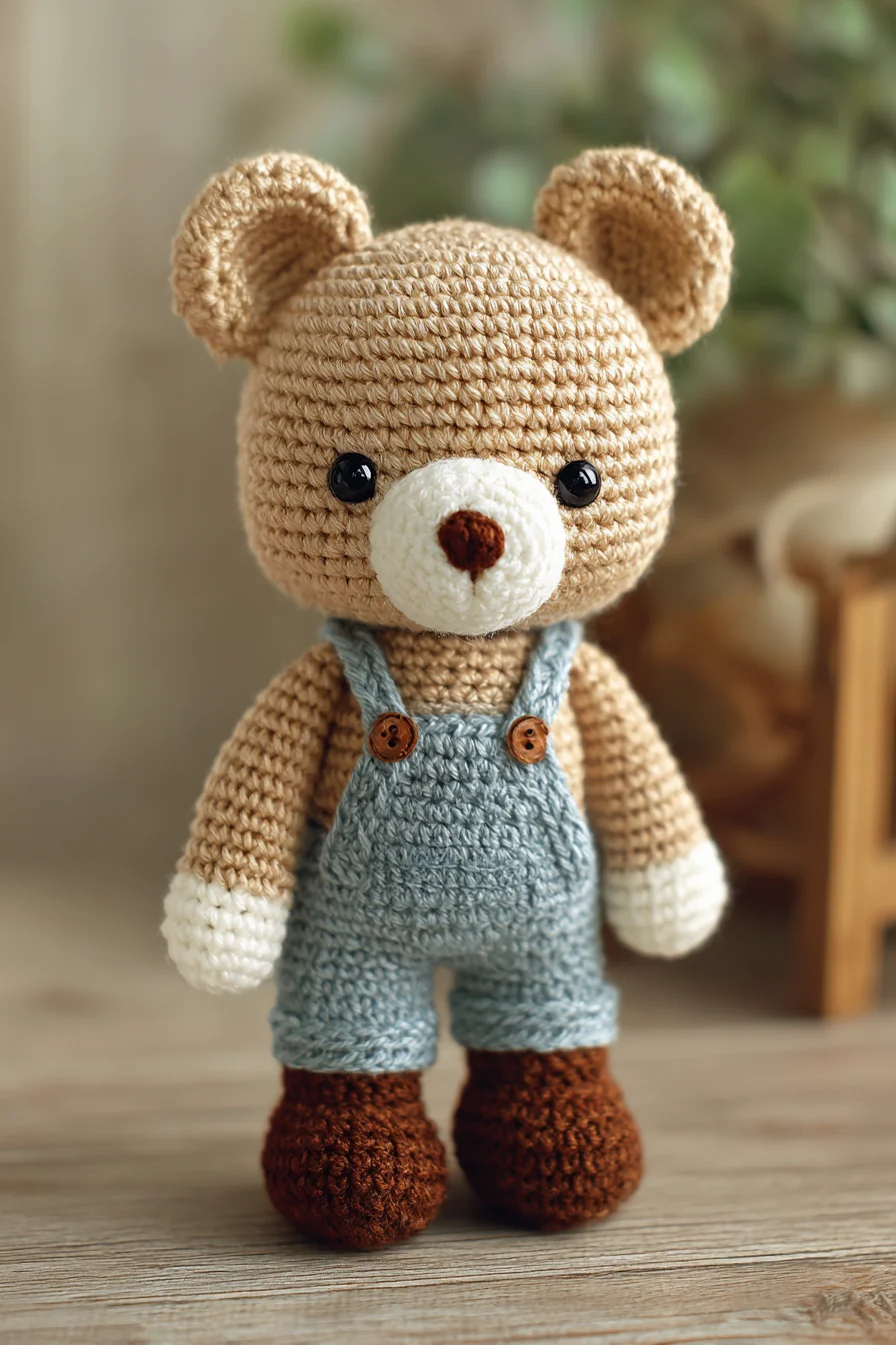 Amigurumi Crochet Bear in Overalls — Easy to Intermediate Plush Pattern