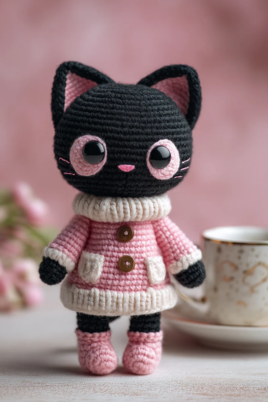 Amigurumi Crochet Black Cat Doll — Kawaii Kitty Pattern
