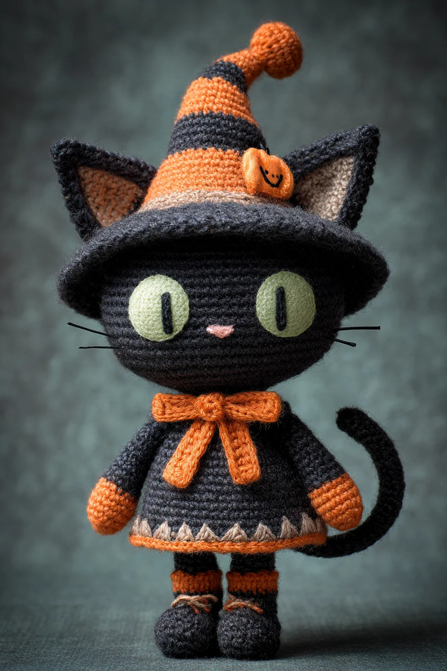 Amigurumi Crochet Black Cat Witch — Cute Halloween Amigurumi Pattern