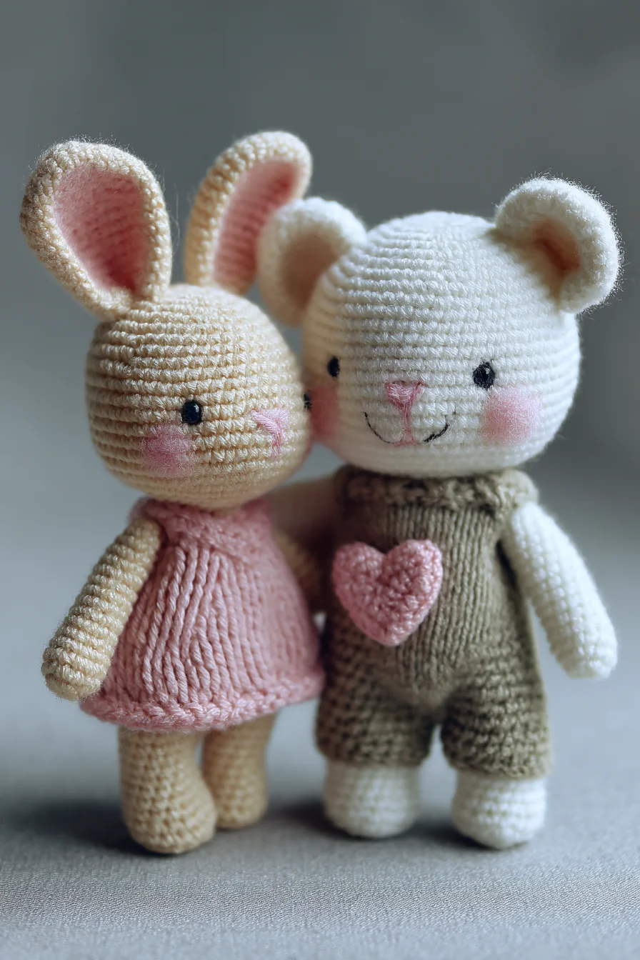 Amigurumi Crochet Bunny & Bear Duo — Small Plush Toy Crochet Pattern
