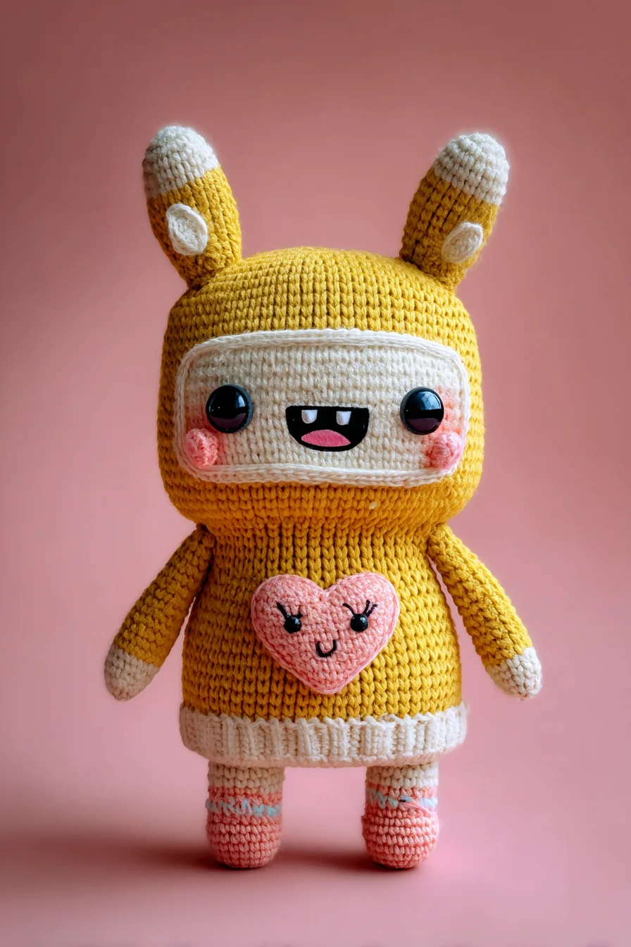 Amigurumi Crochet Bunny Doll Pattern — Cute Heart Appliqué Plush Toy