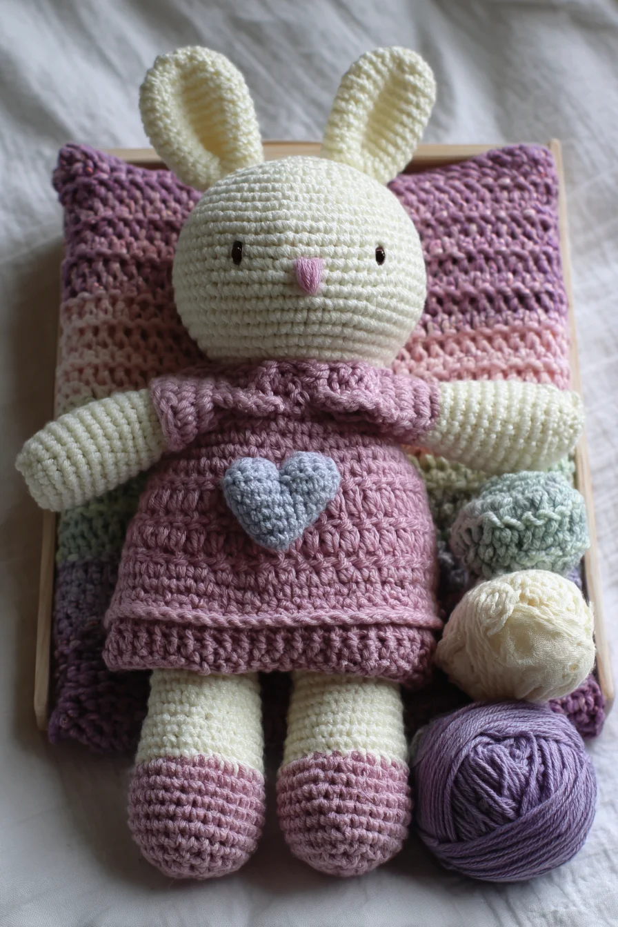 Amigurumi Crochet Bunny Doll Pattern – Cute Stuffed Bunny with Dress & Heart
