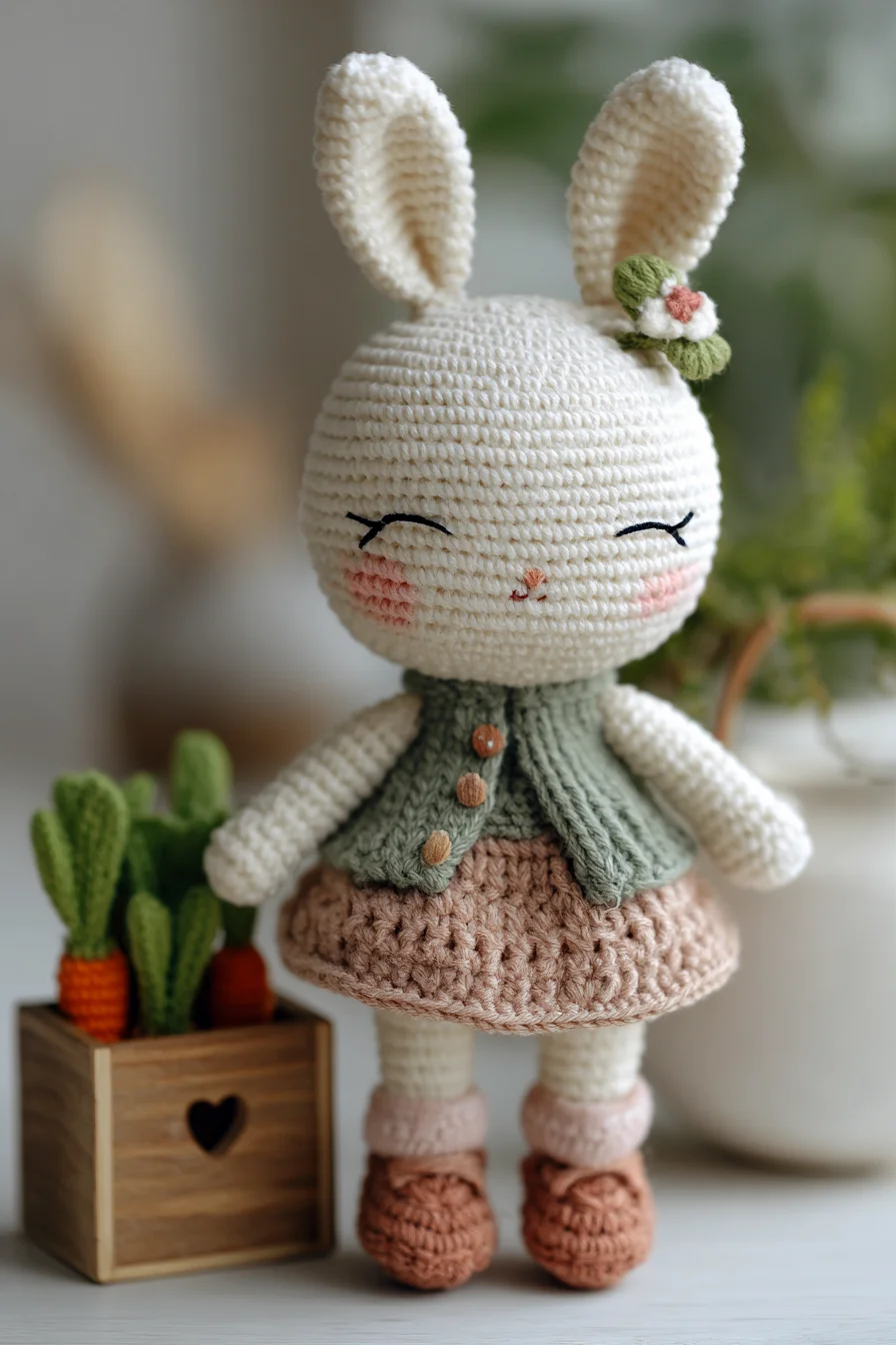 Amigurumi Crochet Bunny Doll Pattern — Dress, Vest & Floral Accessory