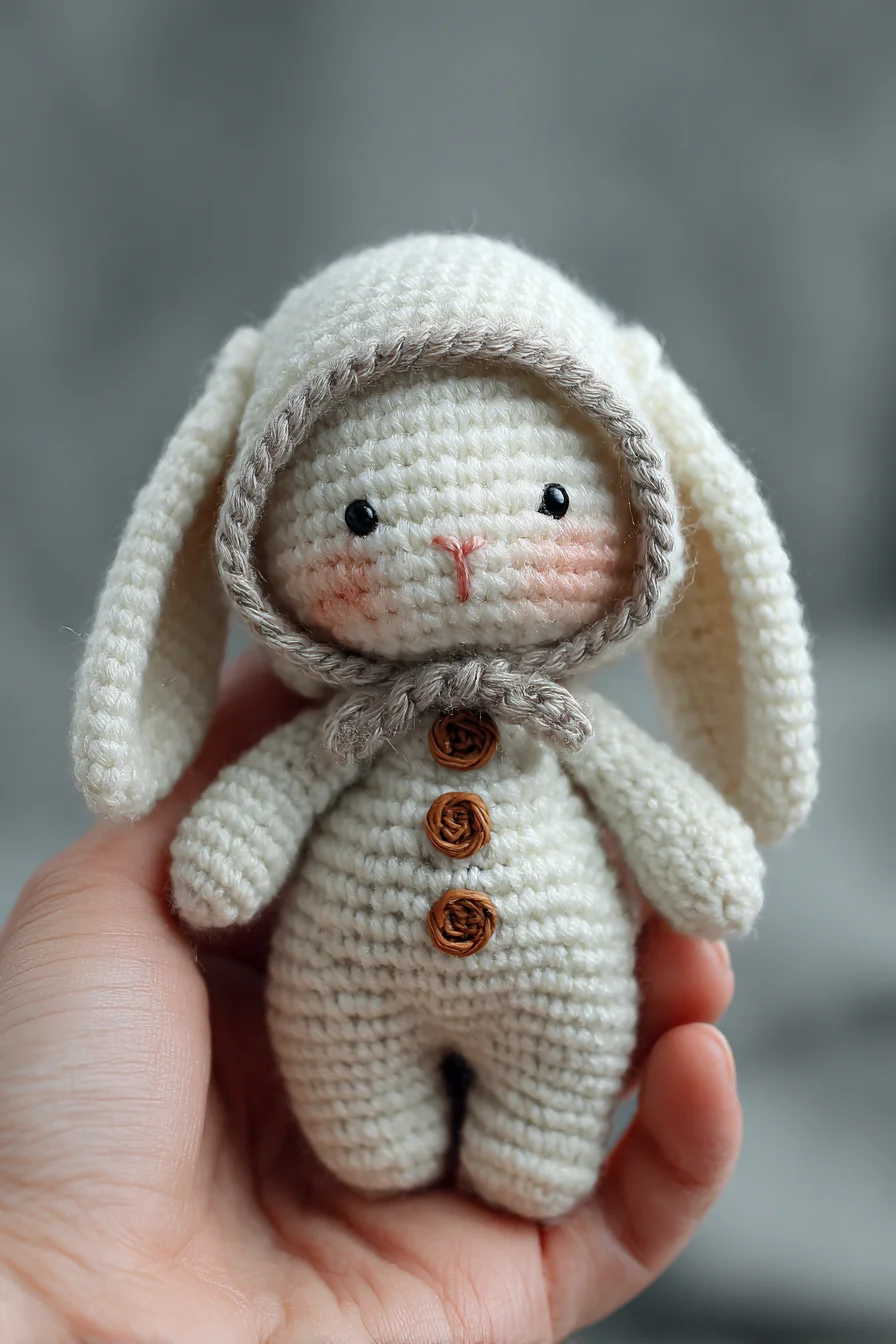 Amigurumi Crochet Bunny Doll Pattern — Tiny Hooded Bunny with Long Ears