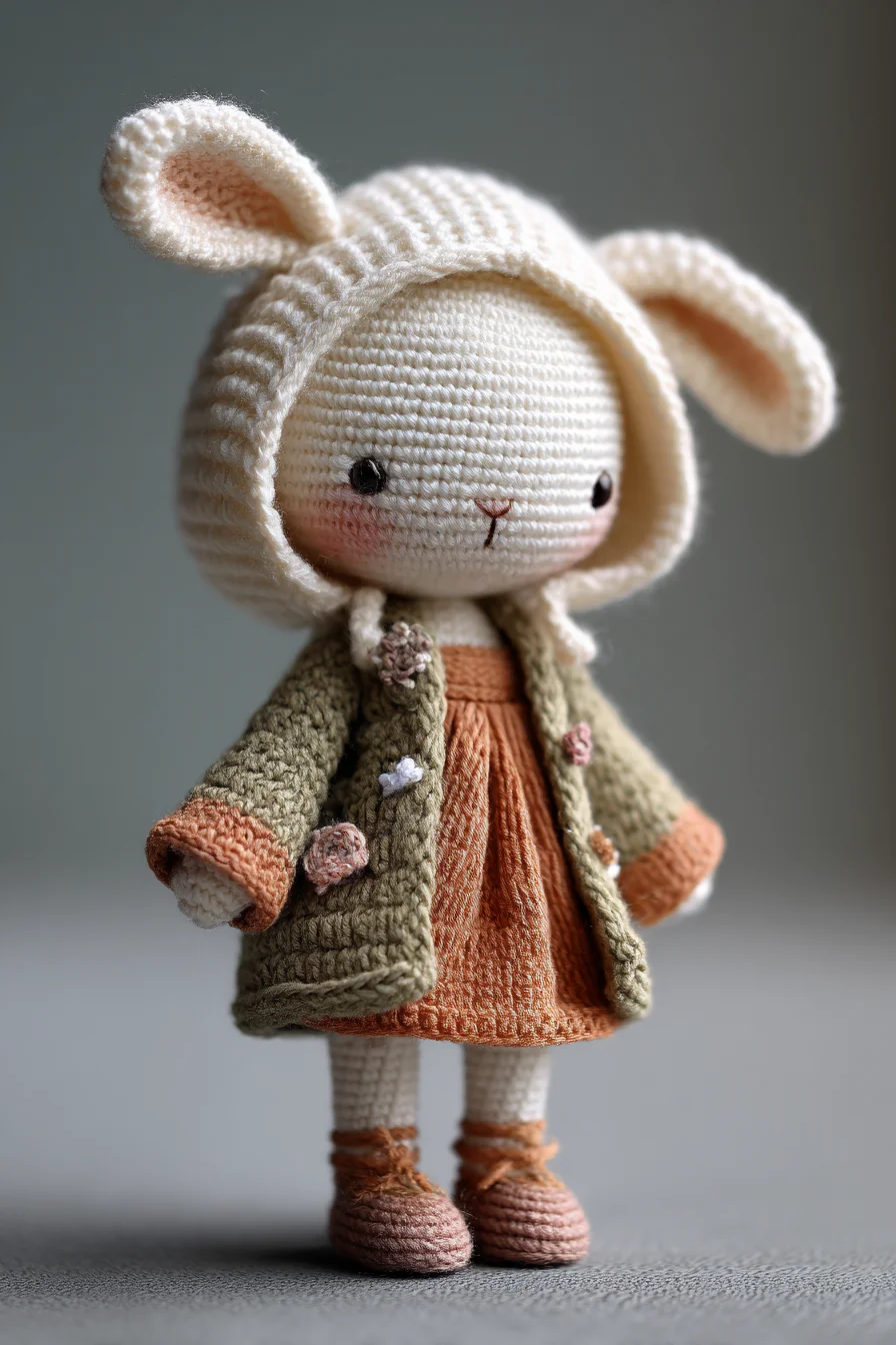 Amigurumi Crochet Bunny Doll with Hooded Coat — Cute Soft Toy Pattern
