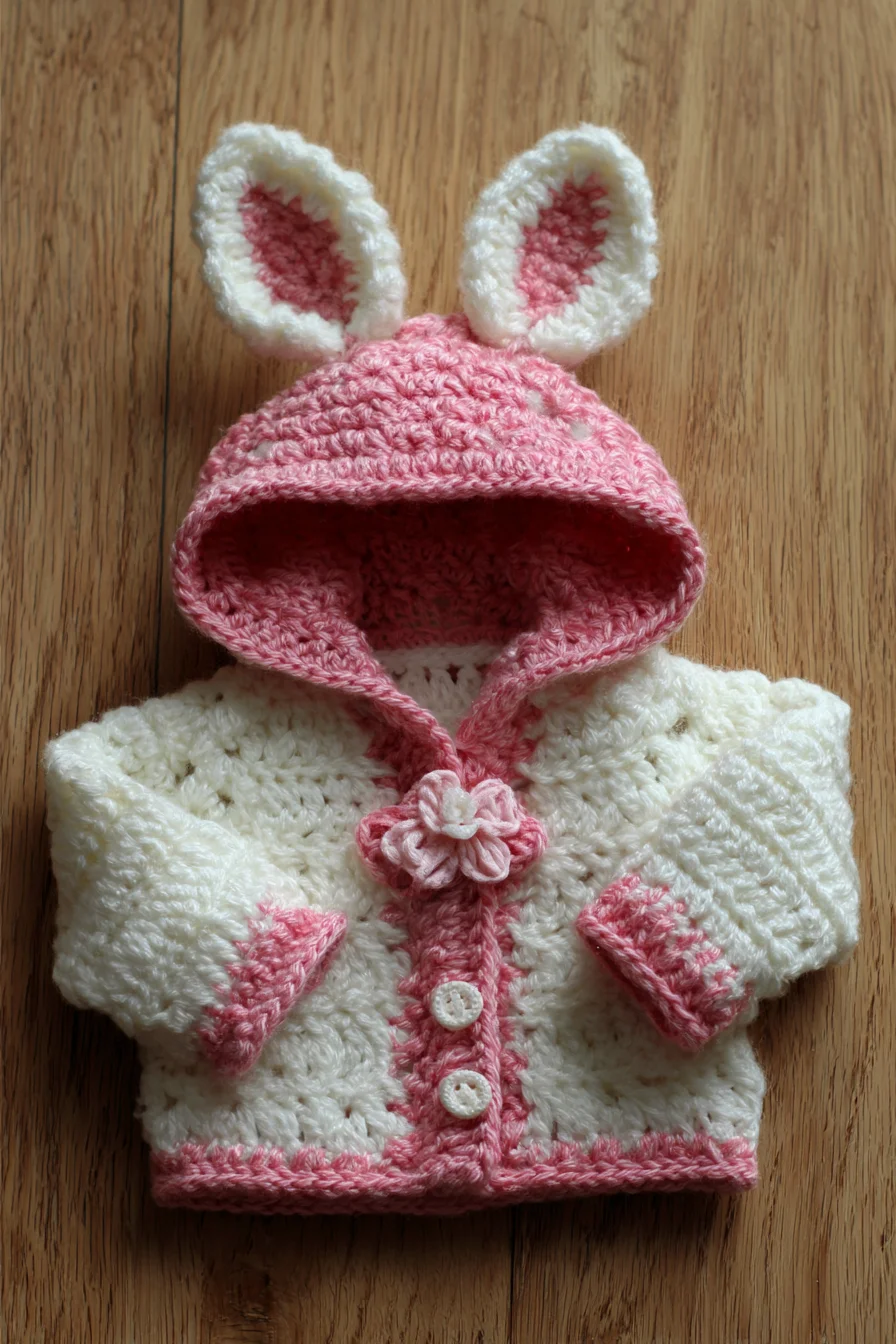## Amigurumi Crochet Bunny Hooded Baby Jacket