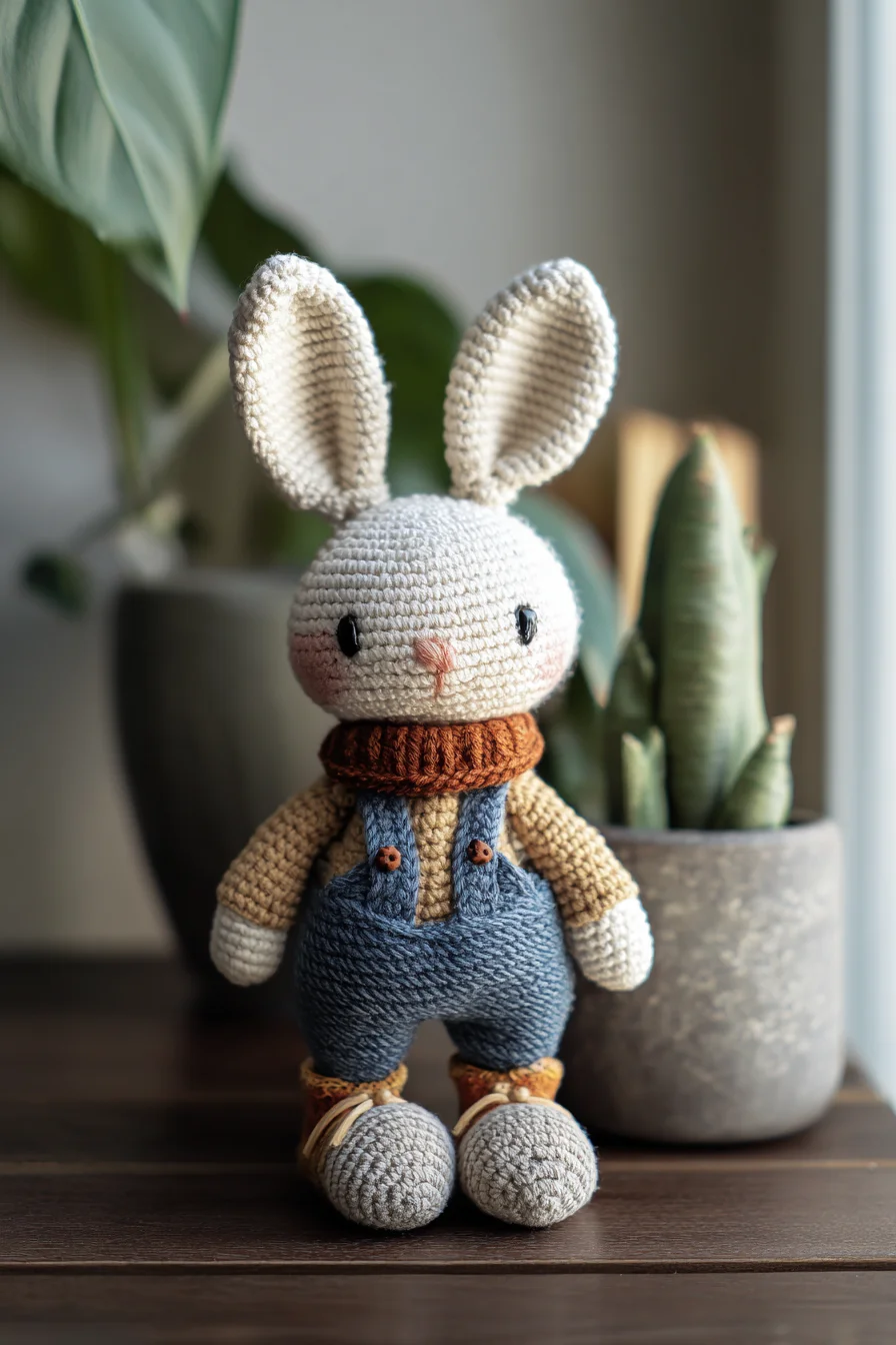 Amigurumi Crochet Bunny in Overalls — Cute Toy Pattern (DK/Worsted Yarn)