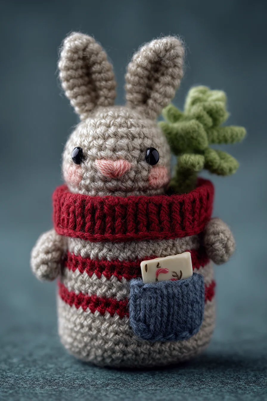 Amigurumi Crochet Bunny in Striped Sweater — Mini Stuffed Animal Pattern