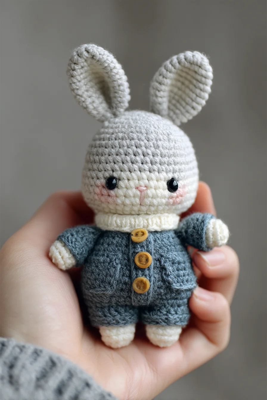 Amigurumi Crochet Bunny — Mini Bunny Doll with Sweater (Miniature Plush)