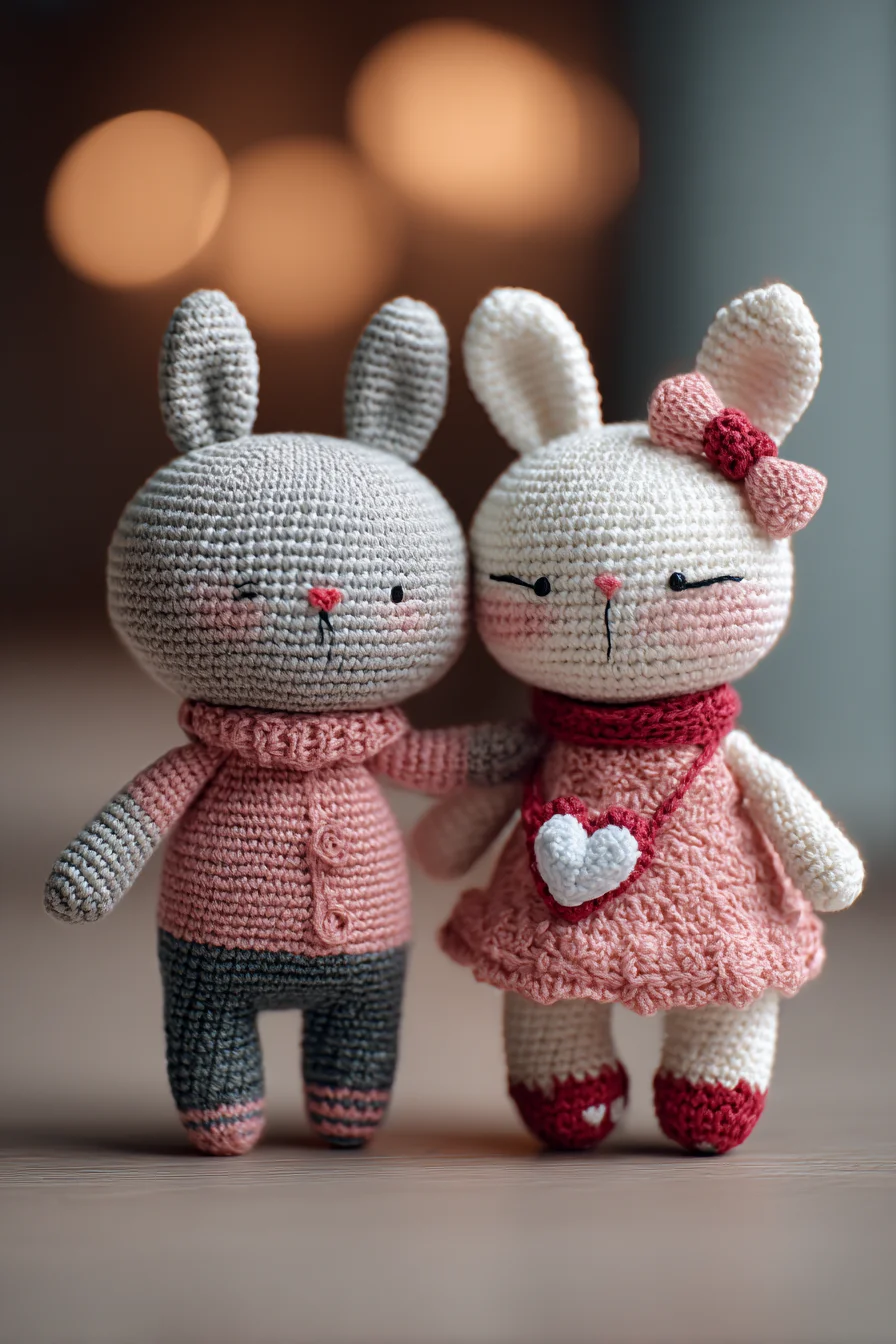 Amigurumi Crochet Bunny Pair — Cute Bunny Doll Pattern & Accessories