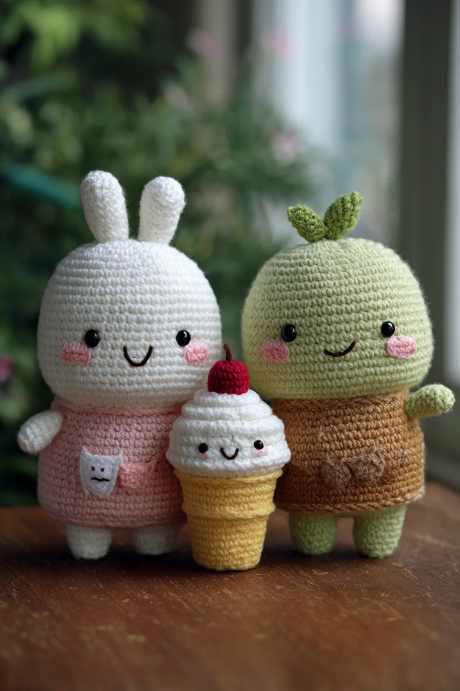 Amigurumi Crochet Bunny, Pear & Ice Cream Cone Pattern