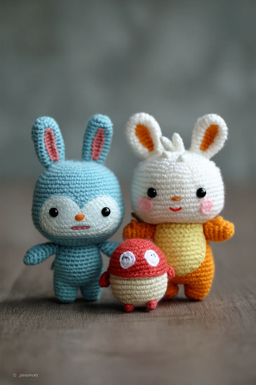 Amigurumi Crochet Bunny Trio Pattern — Small Cute Plushies Tutorial