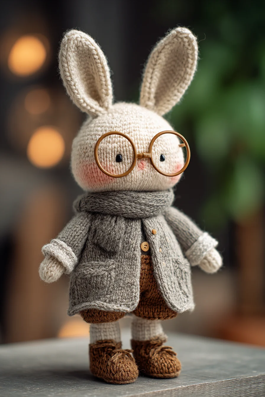 Amigurumi Crochet Bunny with Coat, Scarf and Glasses — Cute Doll Pattern