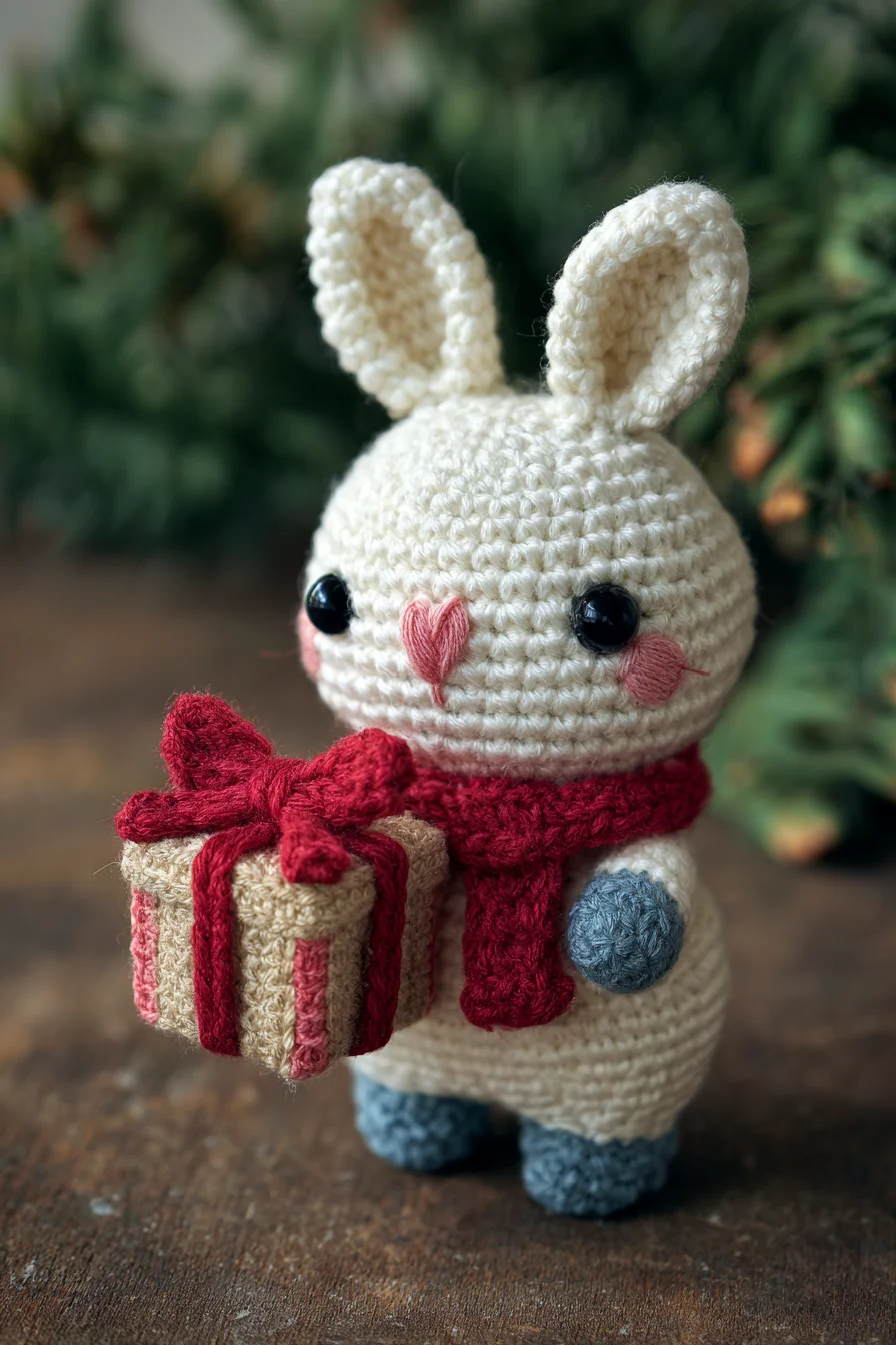 Amigurumi Crochet Bunny with Gift — Cute Holiday Bunny Plush Pattern