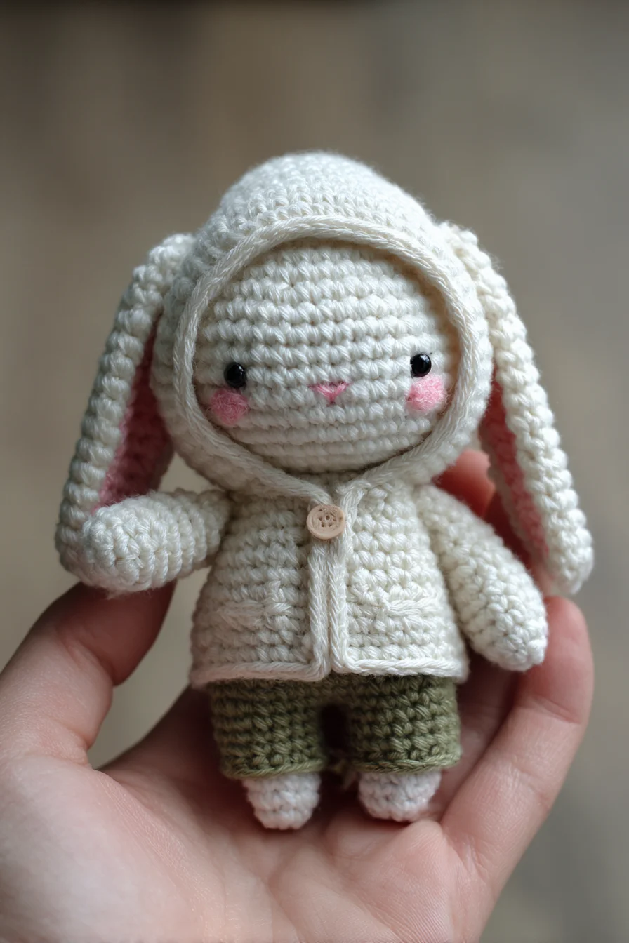 Amigurumi Crochet Bunny with Hooded Jacket — Mini Doll Pattern
