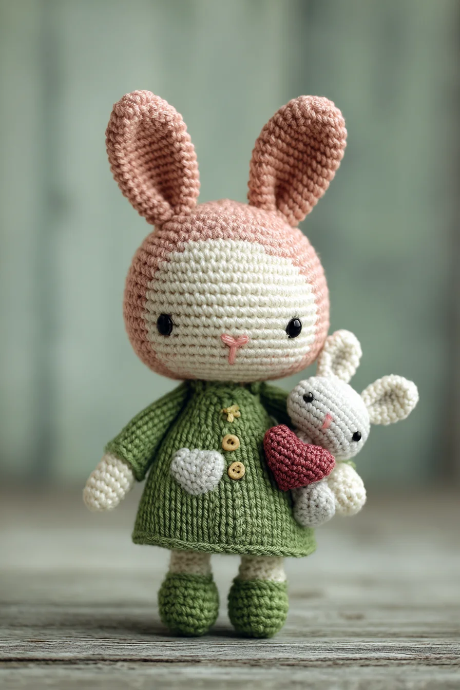 Amigurumi Crochet Bunny with Mini Bunny & Dress — DK Yarn Small Toy Pattern