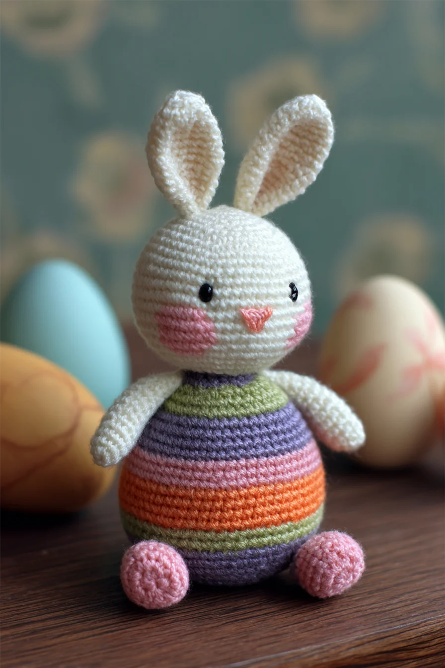 Amigurumi Crochet Bunny with Striped Egg Body — Easy‑Intermediate Toy Pattern