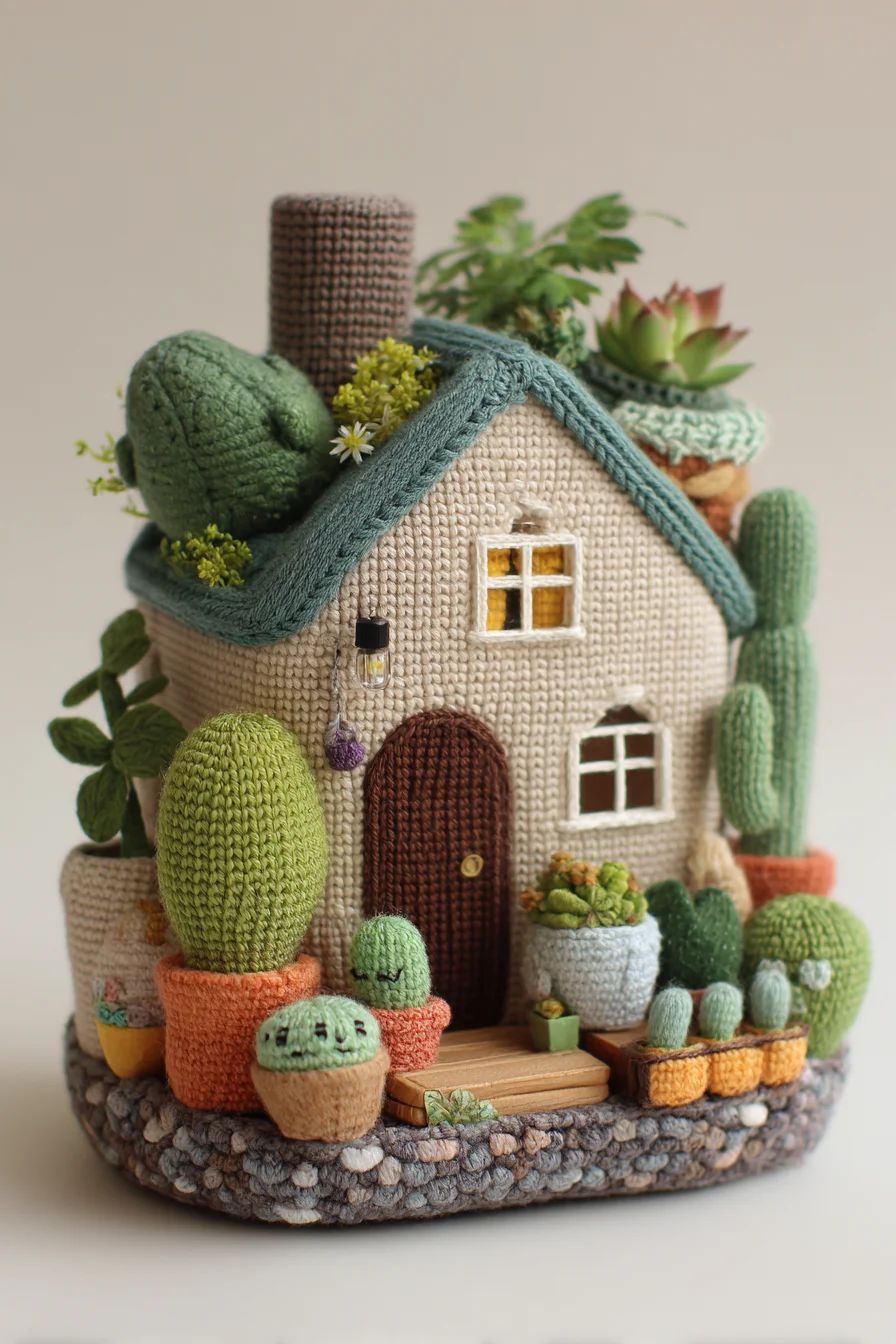 Amigurumi Crochet Cactus House — Miniature Succulent Garden Pattern