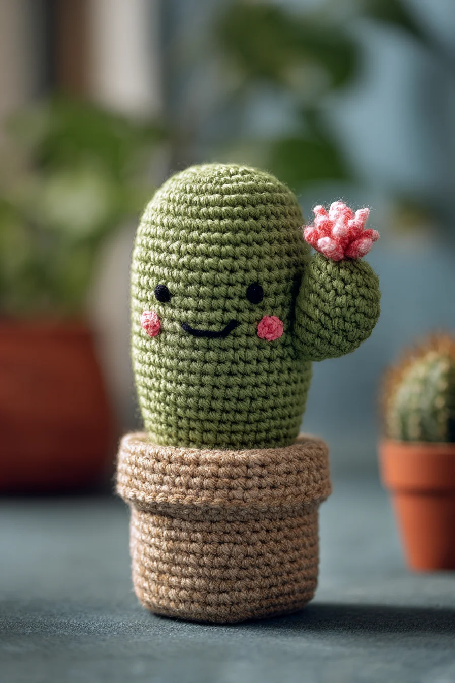 Amigurumi Crochet Cactus with Flower — Easy Plush Plant Pattern